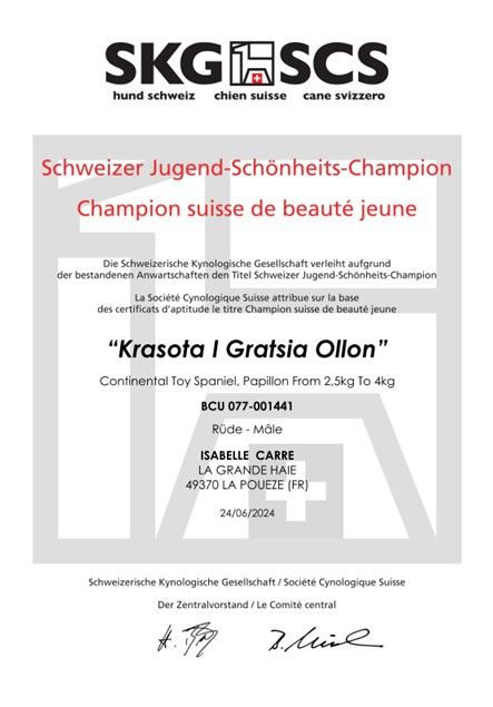 des rèves polaires - OLLON Champion de Suisse Jeune